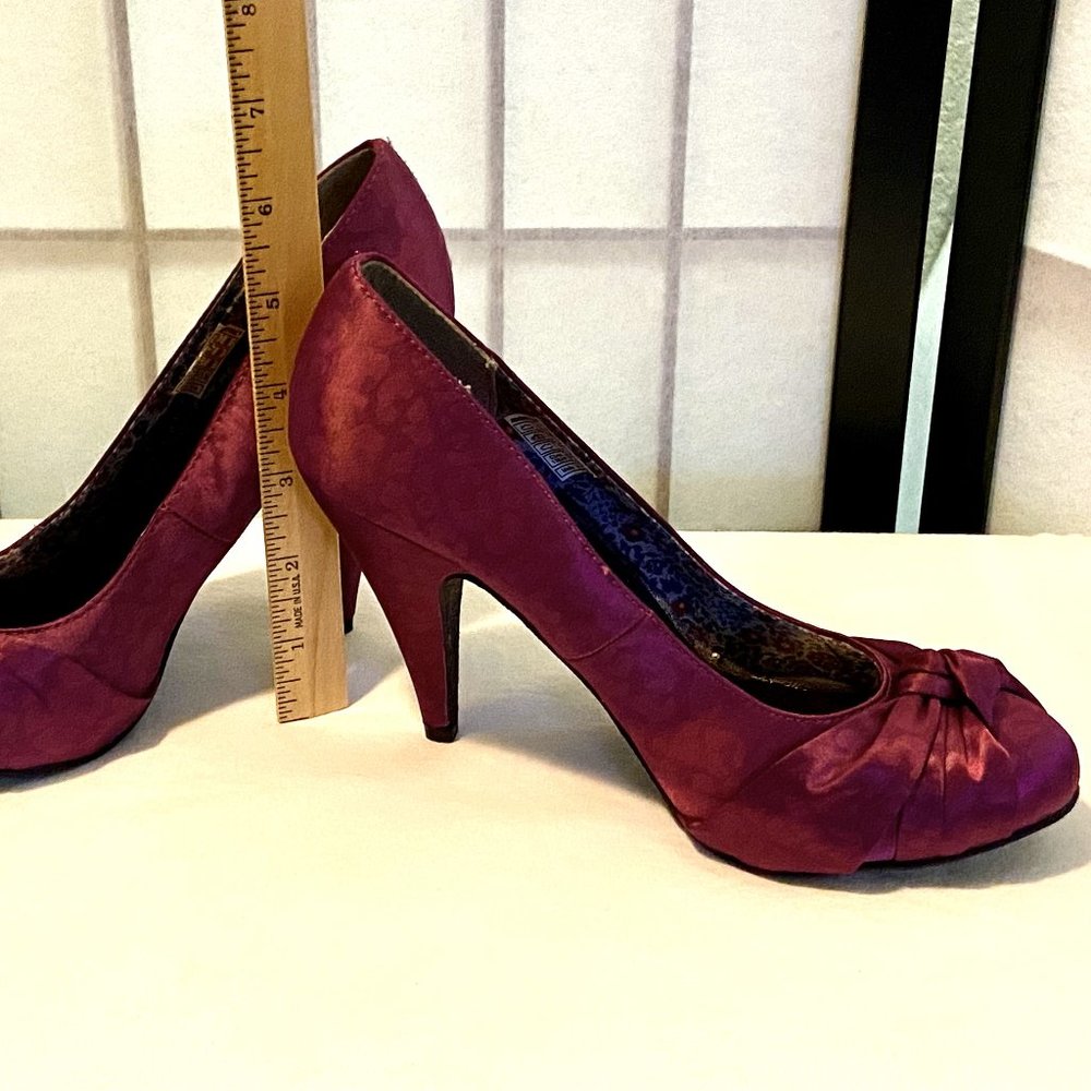 Rocket Dog Satin Leopard Print Knotted Low Toe Heeled Pump Purple Tonal 6.5M - Picture 7 of 13